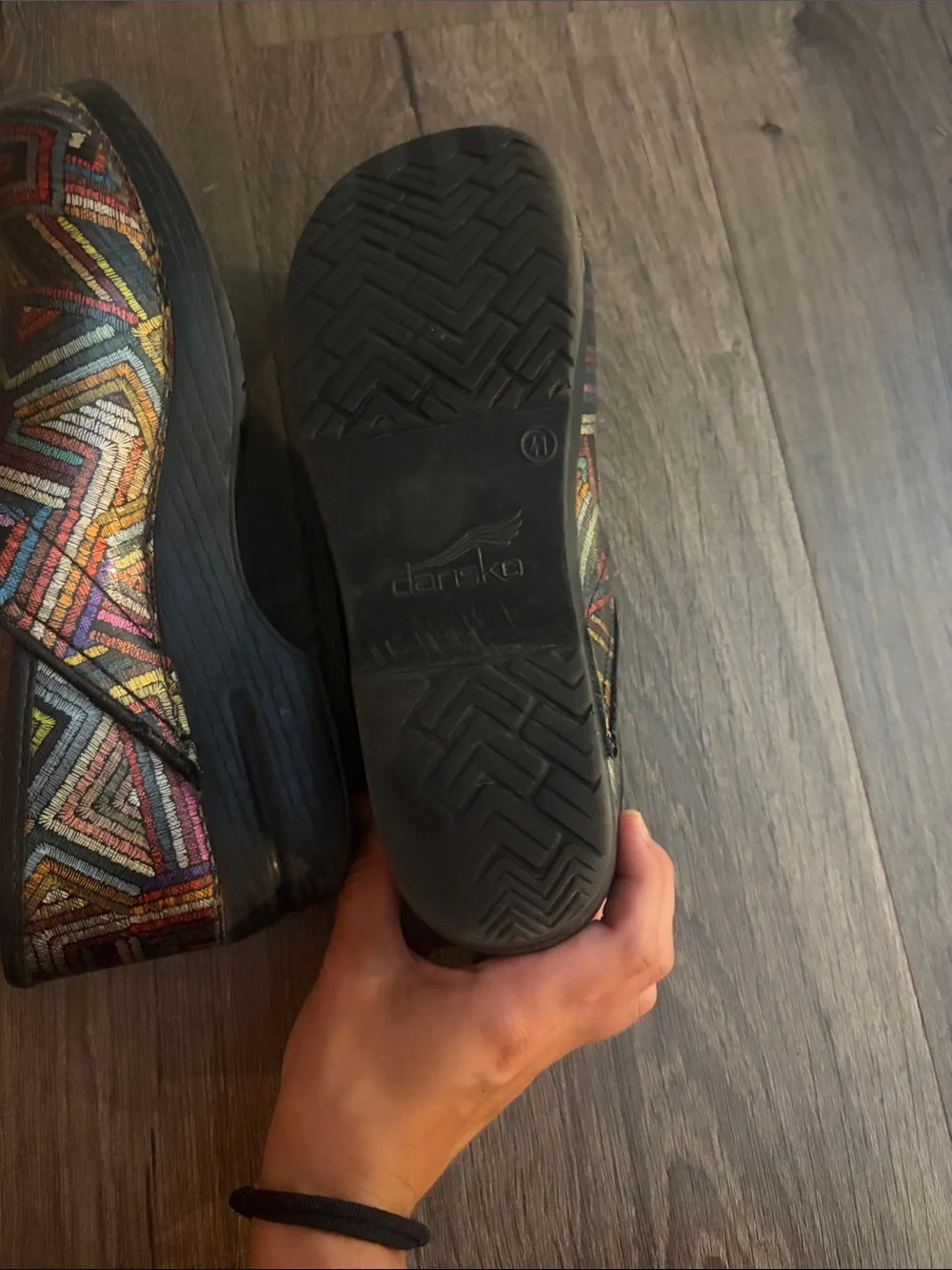 Dansko Multicolor Geometric Embroidered Clogs - Picture 5 of 6